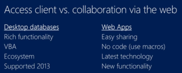 Free Microsoft Access Web Application Migration Strategy Report 34 Access client versus web apps comparison illustrating Microsoft Access web application technology.