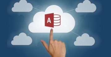 Free Microsoft Access Web Application Migration Strategy Report 29 Microsoft Access web application with cloud connectivity and database icon.